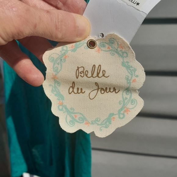 NWT Belle Du Jour Womens M  Teal Button-Front Blouse - Picture 5 of 5